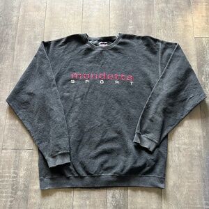 Men's Vintage Mondetta Sport Terry Towel Type Material  Crewneck Dark Grey